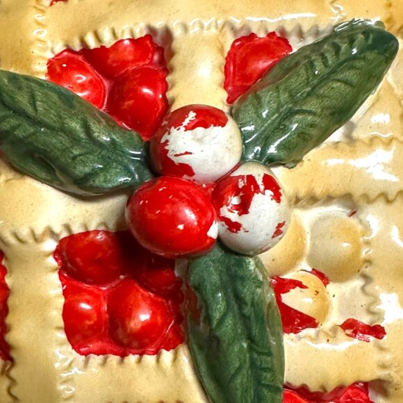 Vintage Ceramic Pie Dish Cherry Pie Design 10.5" Decorative Display & Baking Dis - Picture 13 of 16